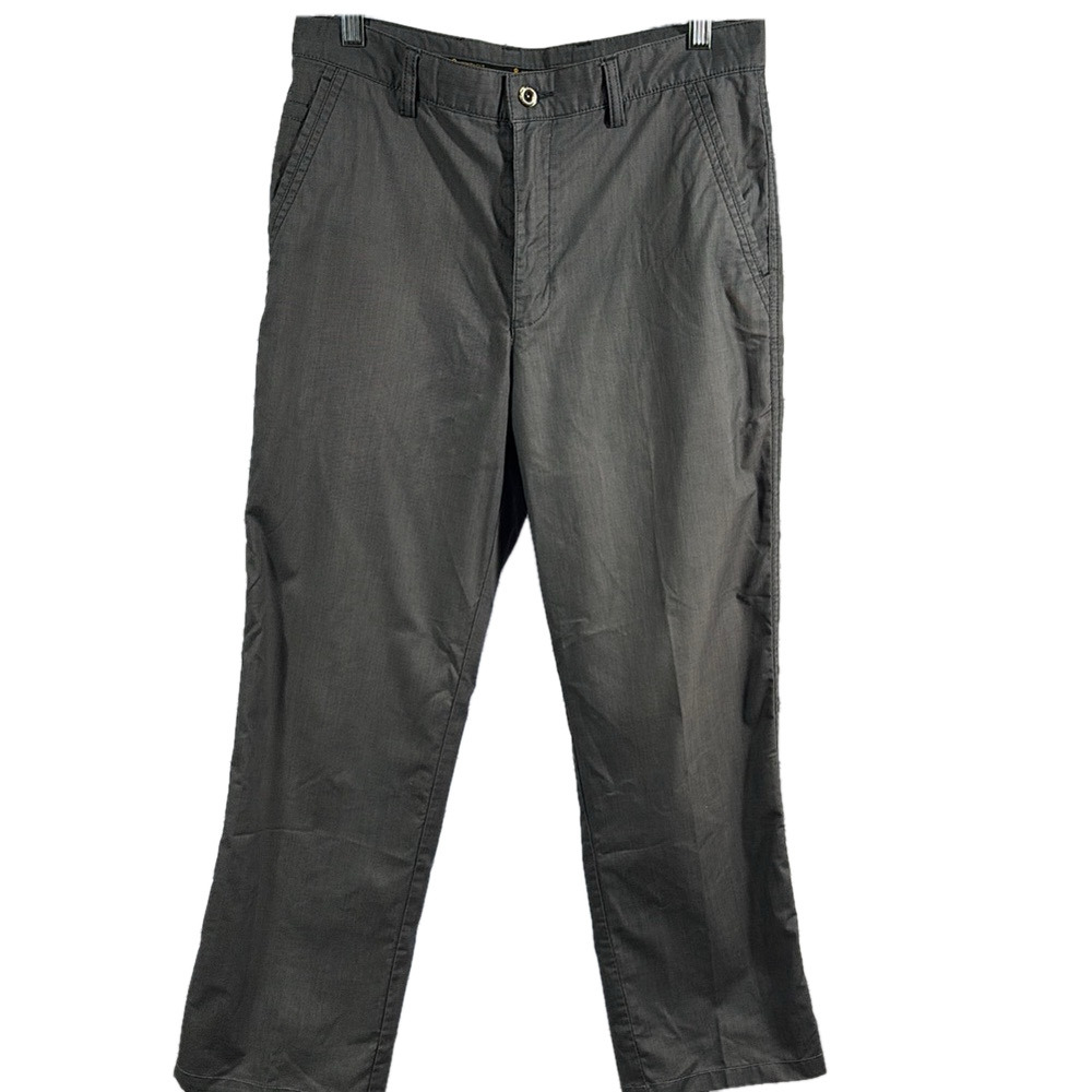 Blue Dress Pants with Straight Leg Cut and Smooth Fabric